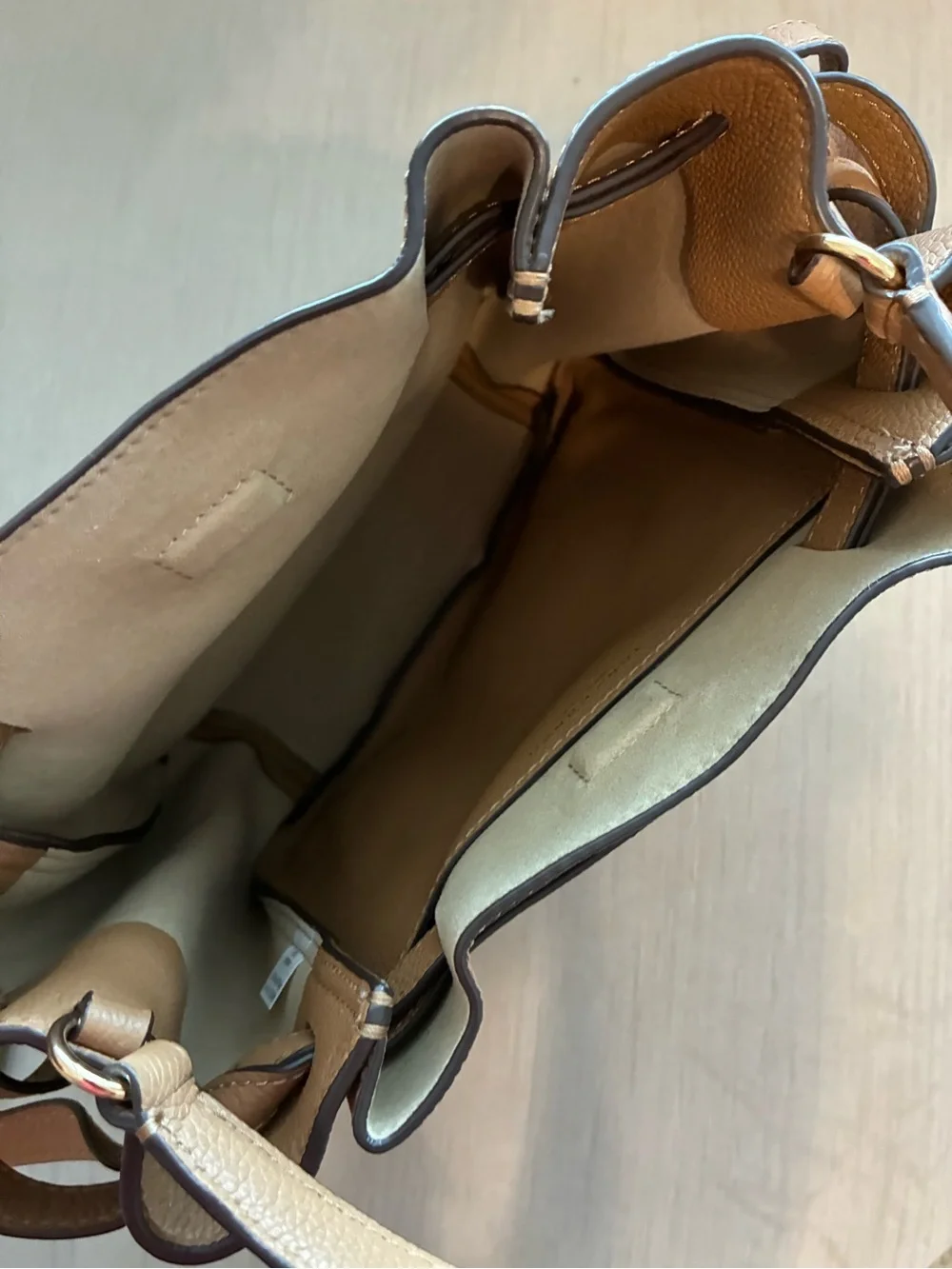 Tory Burch Caramel Brown Pebbled Leather Romy bag